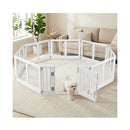 8 Panels Clear Dog Playpen With Secure Locking Door White
