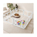 8 Panels Clear Dog Playpen With Secure Locking Door White