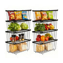 8 Pcs Stackable Pantry Organizer Bins Fruit Freezer Storage Baskets