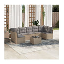 8 Piece Garden Sofa Set With Cushions Beige Poly Rattan