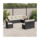 8 Piece Garden Sofa Set With Cushions Black Poly Rattan