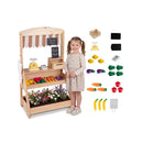 2 In 1 Wooden Mud Kitchen And Market Stand With 25 Accessories
