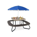 8 Person Kids Picnic Table With Adjustable And Collapsible Umbrella