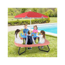 8 Person Kids Picnic Table With Adjustable And Collapsible Umbrella