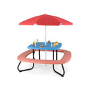 8 Person Kids Picnic Table With Adjustable And Collapsible Umbrella