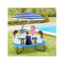 8 Person Kids Picnic Table With Adjustable And Collapsible Umbrella