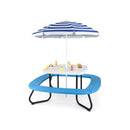 8 Person Kids Picnic Table With Adjustable And Collapsible Umbrella