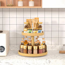 2 Tier Bamboo Lazy Susan Turntable Organizer for Kitchen Counter Cabinet