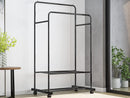 Double Clothes Rack Metal Garment Rail 80x154cm and Heavy Duty Hanging Shelf Storage