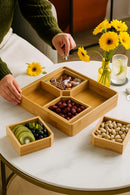 Square Bamboo Snack Serving Tray and Eco Friendly Platter for Fruit Cheese and Appetisers