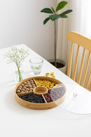 Round Bamboo Snack Serving Tray and Eco Friendly Platter for Fruit Cheese and Appetisers