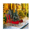 95Cm Christmas Metal Sleigh Decoration With 2 Tier Shelf