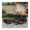 9 Piece Garden Dining Set With Cushions Black Poly Rattan