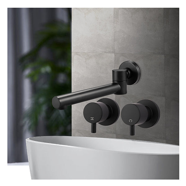 Bathtub Basin Water Spout Brass And Hot Cold Mixer Set Wall Mounted