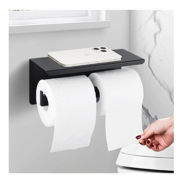 Double Toilet Paper Holder Rack Bathroom Tissue Roll Holder Storage