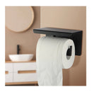 Black Toilet Paper Holder Rack Phone Shelf Storage Wall Mounted