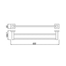600Mm Double Towel Rail Bath Towel Holder Rack Towel Hook Black