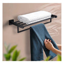 600Mm Towel Rack Holder With Shelf Square Towel Bar Towel Rails Black