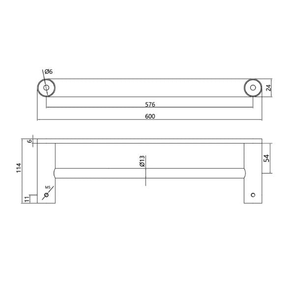 Luxury 600Mm Double Towel Rack Bathroom Towel Rail Chrome