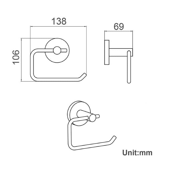 Toilet Roll Holder Tissue Paper Rolls Stainless Steel Round Paper