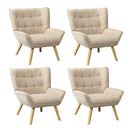 4x Armchair Sofa Lounge Fabric Upholstered Tub Beige