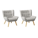 2x Armchair Sofa Lounge Fabric Upholstered Tub Grey