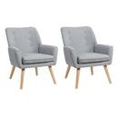 2x Armchair Lounge Chair Linen Tub Chairs Sofa Grey