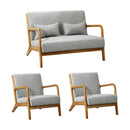 3PCS Armchair Lounge set 1/2 Seater 2 Pillows Fabric Grey