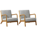 2X Armchair Lounge Chair Couches Sofa Wood Light Grey