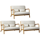 3X Armchair Lounge Chair Wood Light Beige