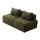 2 Seater Boucle Modular Sofa Armless TOFU Back Green