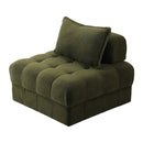 1 Seater Boucle Modular Sofa Armless TOFU Back Green