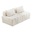 2 Seater Boucle Modular Sofa Lounge Chair Armless White