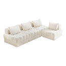 4 Seater Boucle Modular Sofa Lounge Chair Armless White