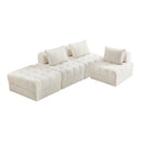 4 Seater Boucle Modular Sofa & Ottoman Set Armless White