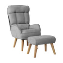 Armchair wit Stool 360° Swivel Seat Grey