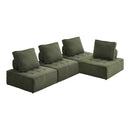 4PCS Modular Sofa Lounge Chair Armless Sherpa Green