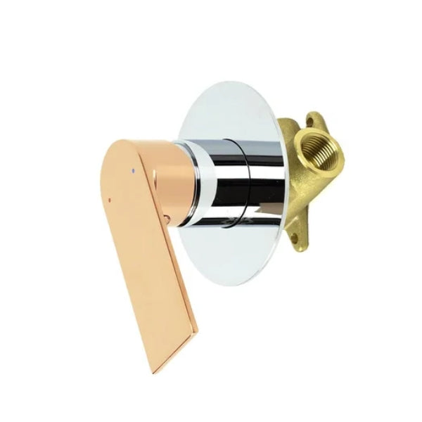 Prato Wall Mounted Bath and Shower Mixer Luxury Chrome With Rose Gold