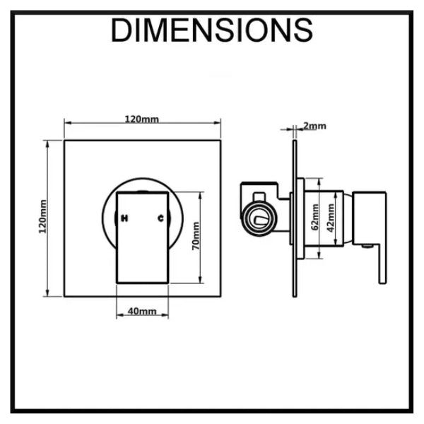 Quadro Wall Mounted Bath and Shower Mixer Chrome