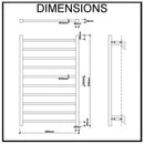 Fit Heated Towel Rail Square Tube Dual Wired W600mm X H920mm Polish