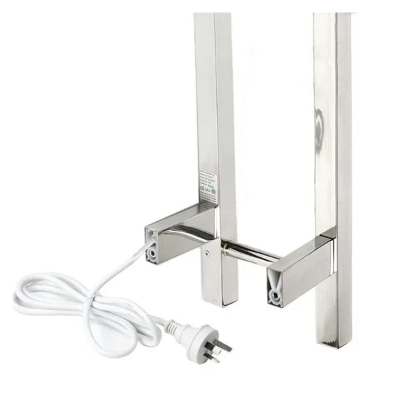 Ezy Fit Double Vertical Heated Towel Rail Square Tube H1400Mm Polished