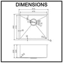 Stainless Steel Kitchen and Laundry Sink 510mm Single Bowl Top