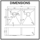 Stainless Steel Kitchen Sink 770mm Double Bowl Top Under Mount