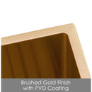 Stainless Steel Kitchen Sink 820mm Double Bowl Brushed Gold Top Under