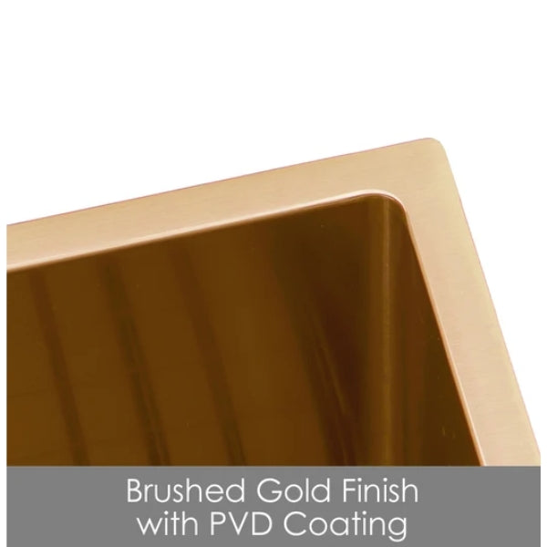 Stainless Steel Kitchen Sink 820mm Double Bowl Brushed Gold Top Under