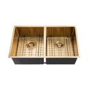 Stainless Steel Kitchen Sink 770mm Double Bowl Brushed Gold Top Under