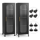 Buffet Cabinet Sideboard X2 Slim Kitchen Storage Trolley Wheels Black