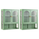 Buffet Cabinet Sideboards X2 Wall Mounted Fluted Display Storage Green