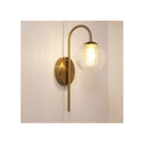 Satin Brass Clear And Amber Glass Sphere Wall Light