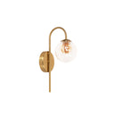 Satin Brass Clear And Amber Glass Sphere Wall Light